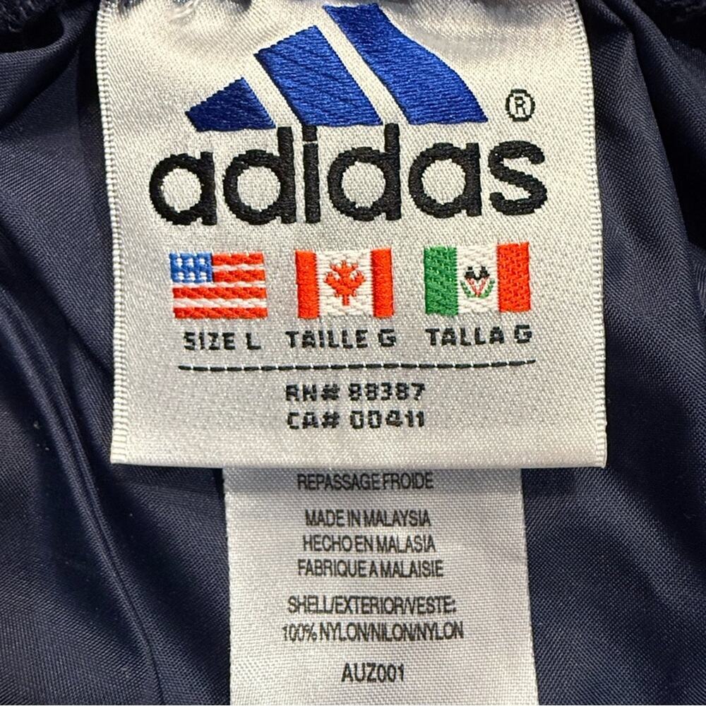 Adidas Dark Blue Jogger Track Pants Zip Ankle White Stripes in a Men’s Large - Picture 6 of 7